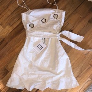 Sabo Luxe white ruffle dress, new with tags